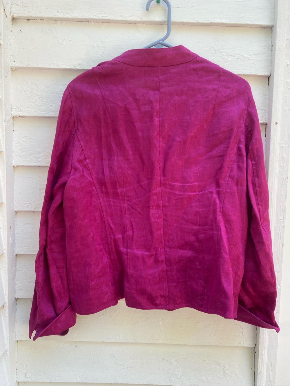 Jones New York Vibrant Fuchsia Three-Button Linen Blazer - Picture 9 of 11